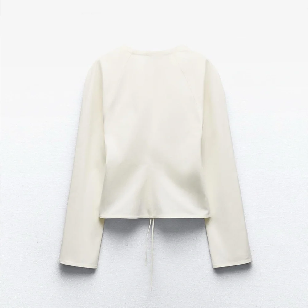 Wrap Front Drawstring Fitted Top - Picture 7 of 8